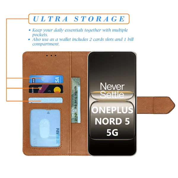 Kite_Brown_Flip_Cover_for_Oneplus_Nord_5_5G|_Leather_Finish|Shock_Proof|Magnetic_Clouser_Compatible_with_Oneplus_Nord_5_5G_(Brown)