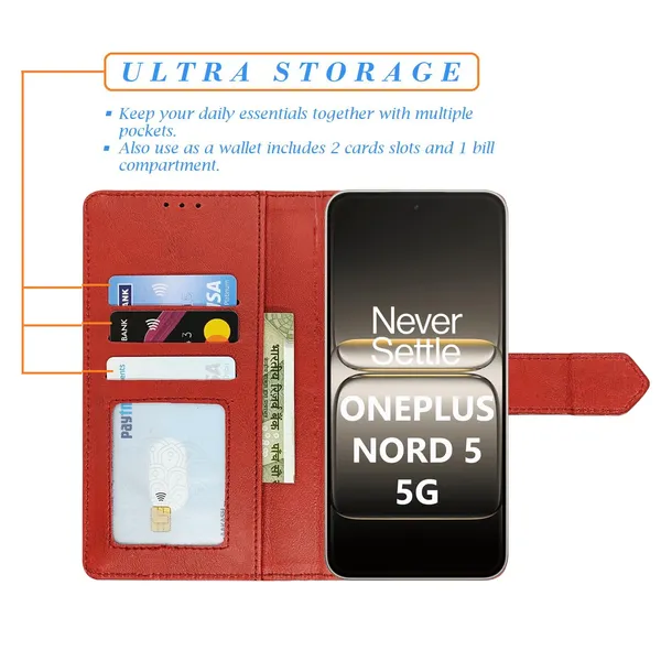 Kite_Red_Flip_Cover_for_Oneplus_Nord_5_5G|_Leather_Finish|Shock_Proof|Magnetic_Clouser_Compatible_with_Oneplus_Nord_5_5G_(Red)