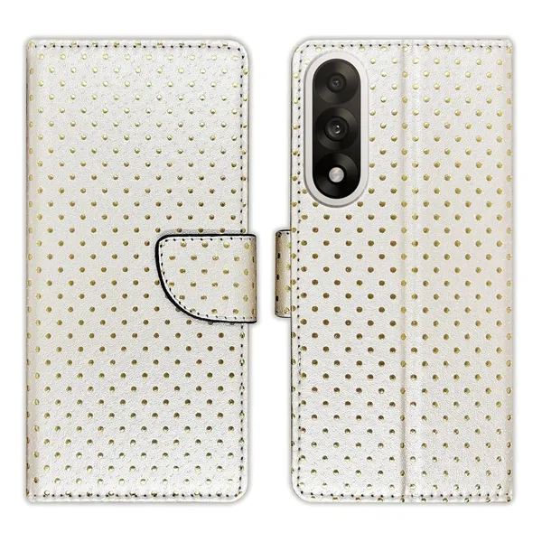 Silver_Dot_Flip_Cover_for_Oneplus_Nord_5_5G|_Leather_Finish|Shock_Proof|Magnetic_Clouser_Compatible_with_Oneplus_Nord_5_5G_(White)