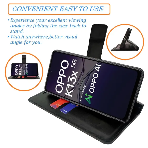 Chill_Black_Flip_Cover_for_Oppo_K13x_5G|_Leather_Finish|Shock_Proof|Magnetic_Clouser_Compatible_with_Oppo_K13x_5G_(Black)