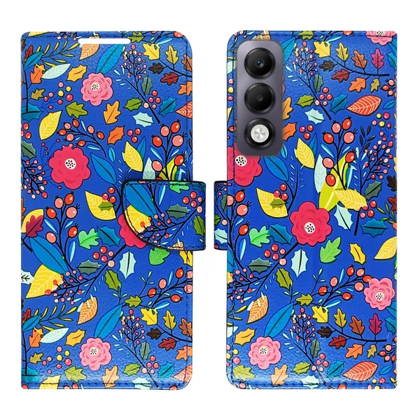 Garden_Blue_Flip_Cover_for_Oppo_K13x_5G|_Leather_Finish|Shock_Proof|Magnetic_Clouser_Compatible_with_Oppo_K13x_5G_(Blue)