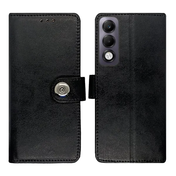 Manjoor_Black_Flip_Cover_for_Oppo_K13x_5G|_Leather_Finish|Shock_Proof|Magnetic_Clouser_Compatible_with_Oppo_K13x_5G_(Black)