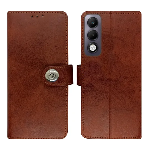Manjoor_Brown_Flip_Cover_for_Oppo_K13x_5G|_Leather_Finish|Shock_Proof|Magnetic_Clouser_Compatible_with_Oppo_K13x_5G_(Brown)