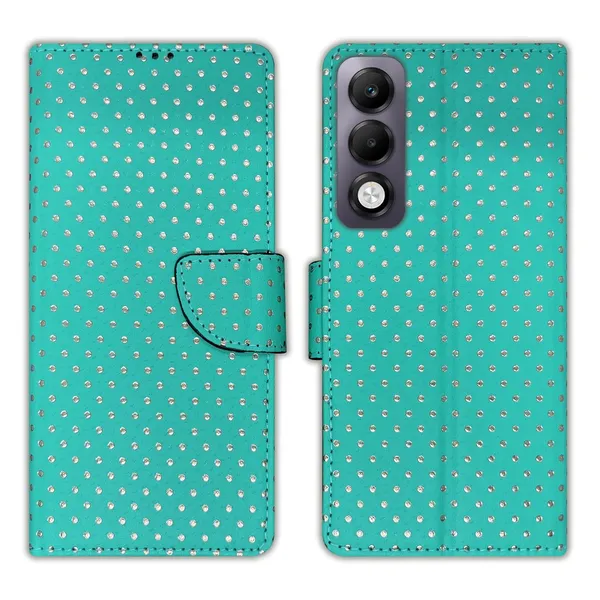 Aqua_Marine_Green_Dot_Flip_Cover_for_Oppo_K13x_5G|_Leather_Finish|Shock_Proof|Magnetic_Clouser_Compatible_with_Oppo_K13x_5G_(Green)