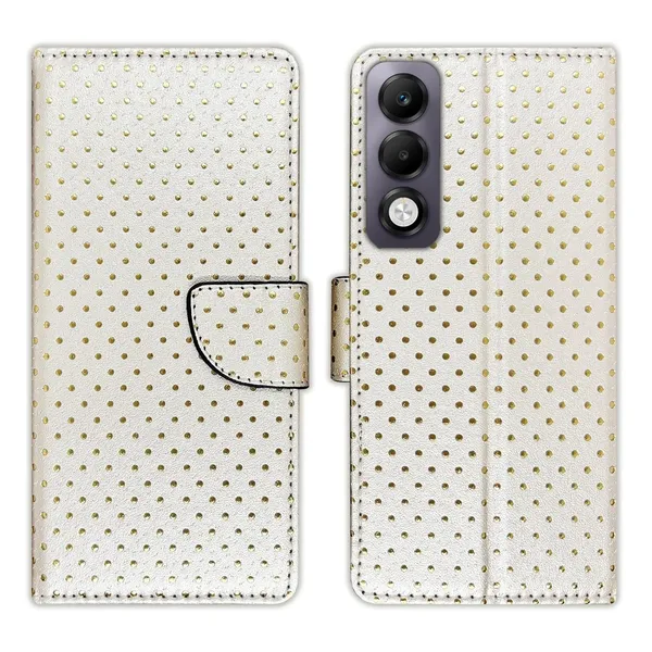 Silver_Dot_Flip_Cover_for_Oppo_K13x_5G|_Leather_Finish|Shock_Proof|Magnetic_Clouser_Compatible_with_Oppo_K13x_5G_(White)