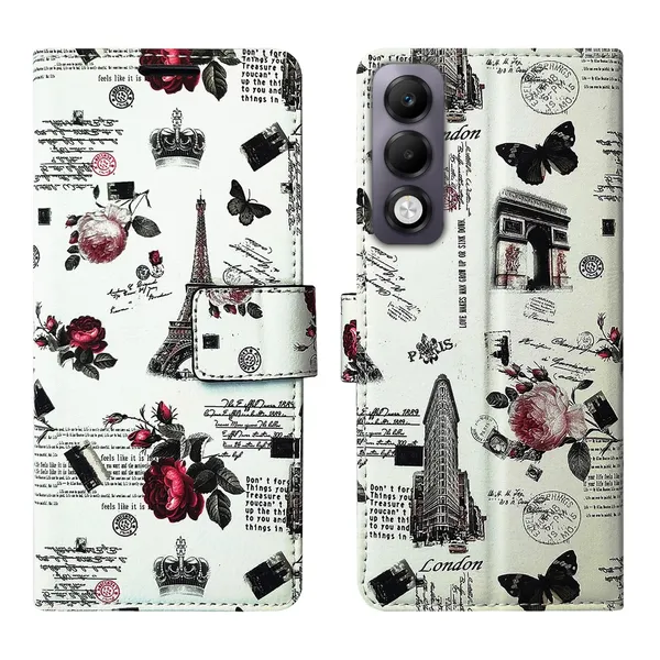White_Tower_Flip_Cover_for_Oppo_K13x_5G|_Leather_Finish|Shock_Proof|Magnetic_Clouser_Compatible_with_Oppo_K13x_5G_(White)