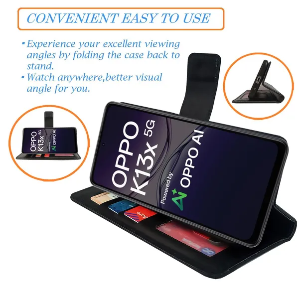 Black_GP_Flip_Cover_for_Oppo_K13x_5G|_Leather_Finish|Shock_Proof|Magnetic_Clouser_Compatible_with_Oppo_K13x_5G_(Black)