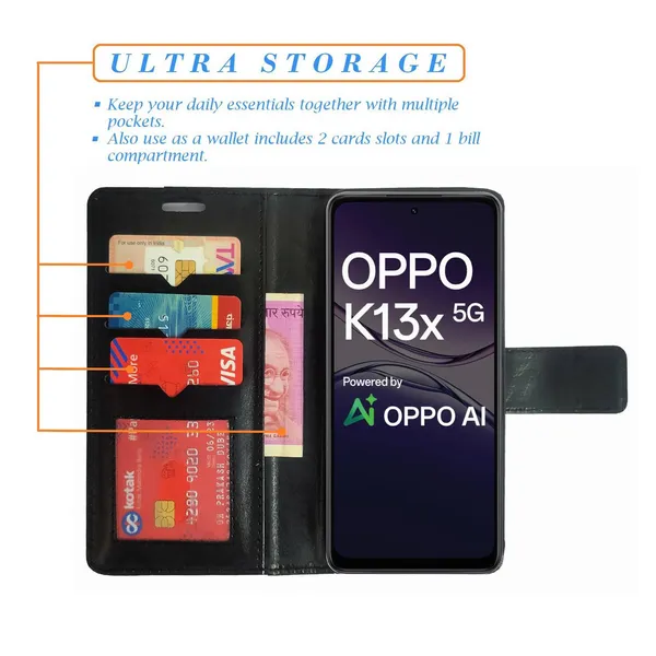 Black_GP_Flip_Cover_for_Oppo_K13x_5G|_Leather_Finish|Shock_Proof|Magnetic_Clouser_Compatible_with_Oppo_K13x_5G_(Black)