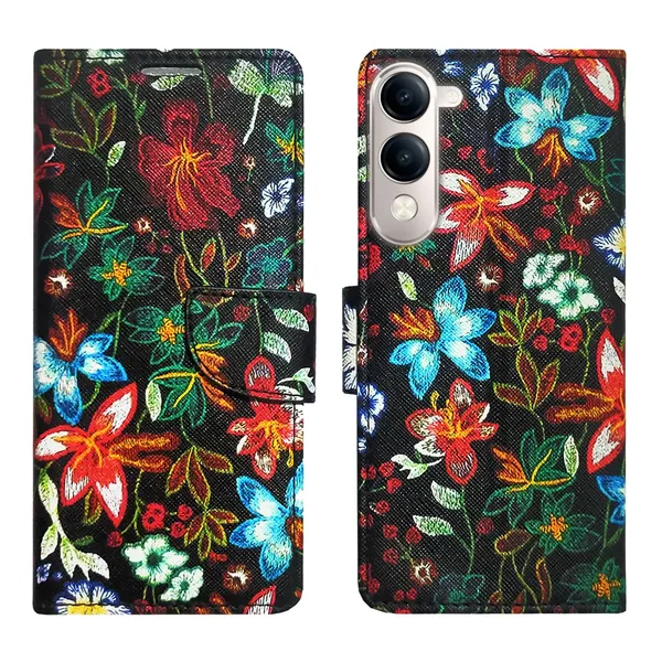 Black_Pattern_Flip_Cover_for_Vivo_T4_Lite_5G|_Leather_Finish|Shock_Proof|Magnetic_Clouser_Compatible_with_Vivo_T4_Lite_5G_(Black)