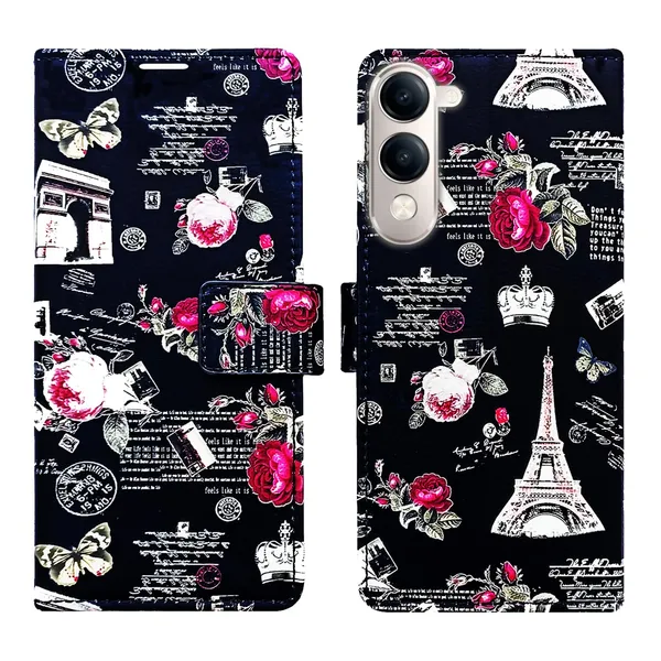 Black_Tower_Flip_Cover_for_Vivo_T4_Lite_5G|_Leather_Finish|Shock_Proof|Magnetic_Clouser_Compatible_with_Vivo_T4_Lite_5G_(Black)