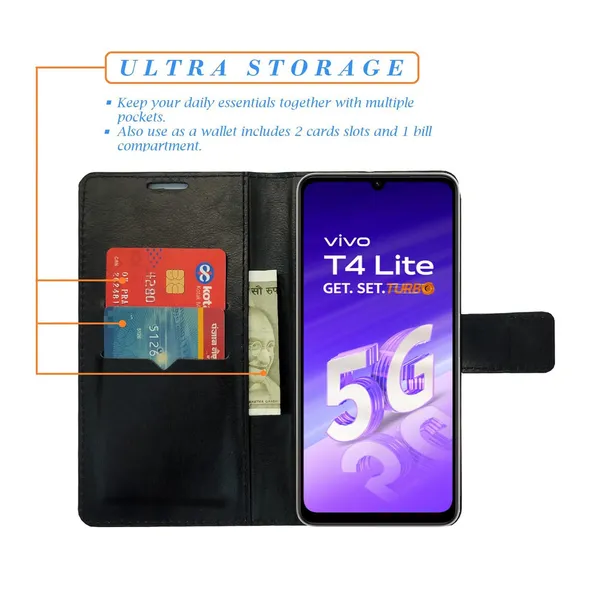 Check_Flip_Cover_for_Vivo_T4_Lite_5G|_Leather_Finish|Shock_Proof|Magnetic_Clouser_Compatible_with_Vivo_T4_Lite_5G_(Multicolor)