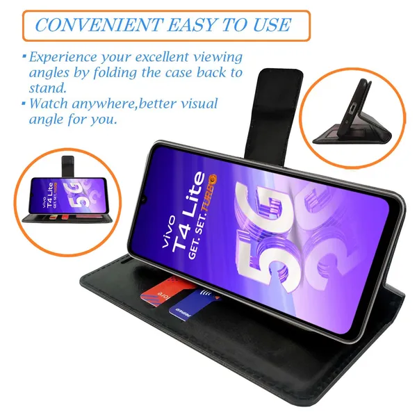 Chill_Black_Flip_Cover_for_Vivo_T4_Lite_5G|_Leather_Finish|Shock_Proof|Magnetic_Clouser_Compatible_with_Vivo_T4_Lite_5G_(Black)