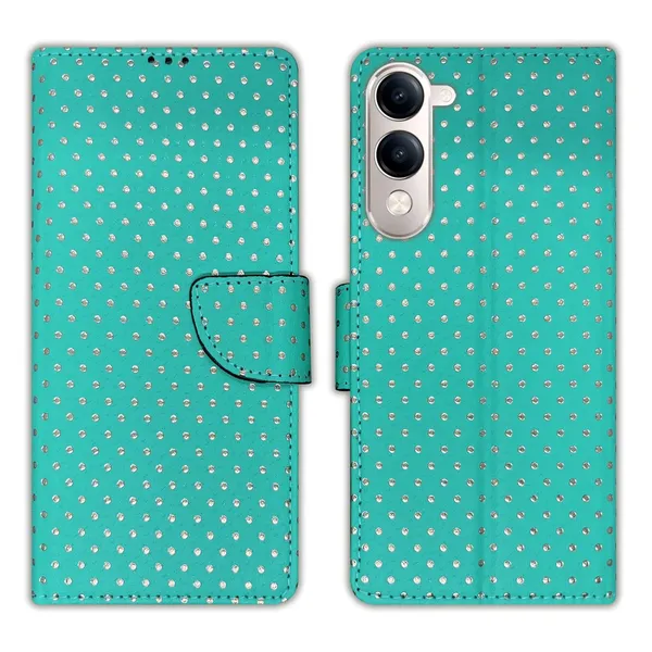 Aqua_Marine_Green_Dot_Flip_Cover_for_Vivo_T4_Lite_5G|_Leather_Finish|Shock_Proof|Magnetic_Clouser_Compatible_with_Vivo_T4_Lite_5G_(Green)