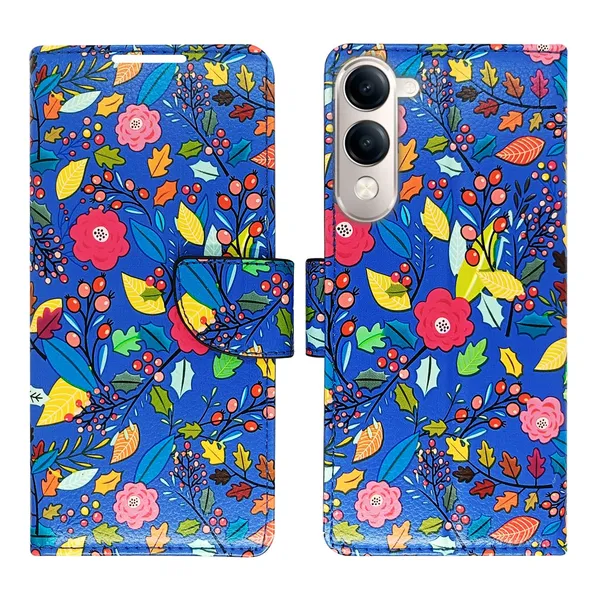 Garden_Blue_Flip_Cover_for_Vivo_T4_Lite_5G|_Leather_Finish|Shock_Proof|Magnetic_Clouser_Compatible_with_Vivo_T4_Lite_5G_(Blue)