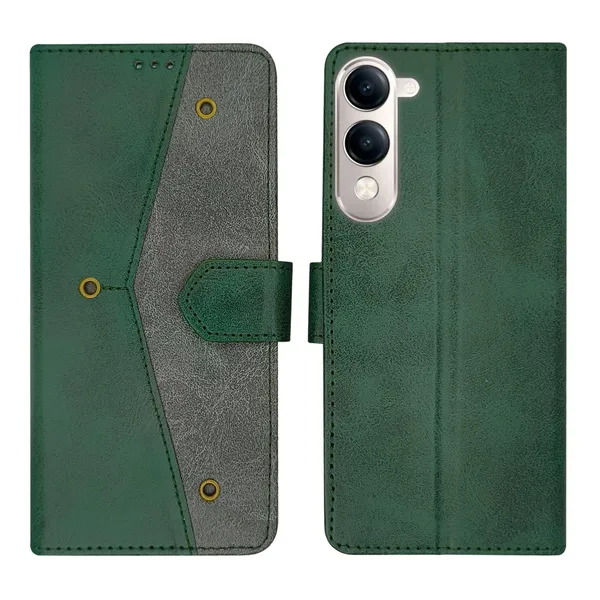 Kite_Green_Flip_Cover_for_Vivo_T4_Lite_5G|_Leather_Finish|Shock_Proof|Magnetic_Clouser_Compatible_with_Vivo_T4_Lite_5G_(Green)