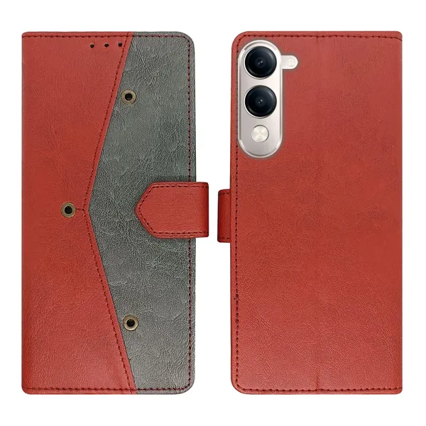 Kite_Red_Flip_Cover_for_Vivo_T4_Lite_5G|_Leather_Finish|Shock_Proof|Magnetic_Clouser_Compatible_with_Vivo_T4_Lite_5G_(Red)