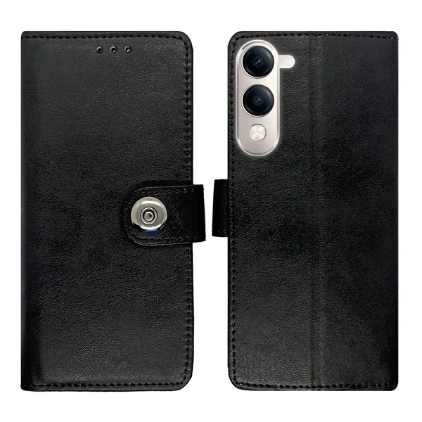 Manjoor_Black_Flip_Cover_for_Vivo_T4_Lite_5G|_Leather_Finish|Shock_Proof|Magnetic_Clouser_Compatible_with_Vivo_T4_Lite_5G_(Black)
