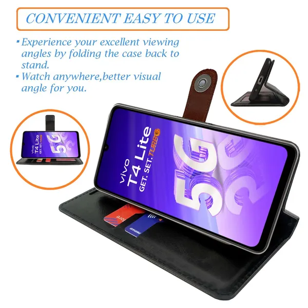 Manjoor_Brown_Flip_Cover_for_Vivo_T4_Lite_5G|_Leather_Finish|Shock_Proof|Magnetic_Clouser_Compatible_with_Vivo_T4_Lite_5G_(Brown)