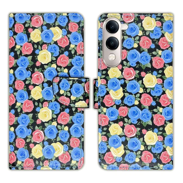 Rose_Blue_Flip_Cover_for_Vivo_T4_Lite_5G|_Leather_Finish|Shock_Proof|Magnetic_Clouser_Compatible_with_Vivo_T4_Lite_5G_(Blue)