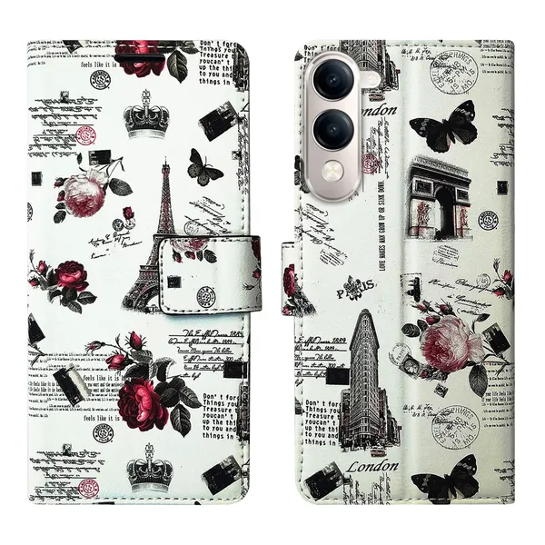 White_Tower_Flip_Cover_for_Vivo_T4_Lite_5G|_Leather_Finish|Shock_Proof|Magnetic_Clouser_Compatible_with_Vivo_T4_Lite_5G_(White)