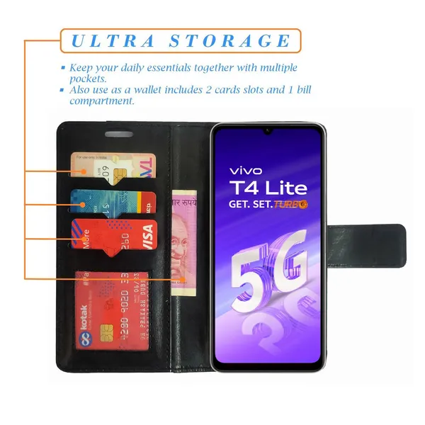 Black_GP_Flip_Cover_for_Vivo_T4_Lite_5G|_Leather_Finish|Shock_Proof|Magnetic_Clouser_Compatible_with_Vivo_T4_Lite_5G_(Black)