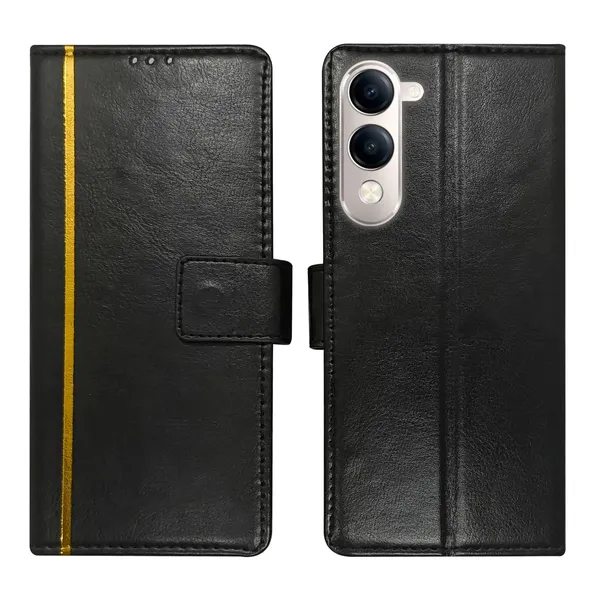 Black_GP_Flip_Cover_for_Vivo_T4_Lite_5G|_Leather_Finish|Shock_Proof|Magnetic_Clouser_Compatible_with_Vivo_T4_Lite_5G_(Black)