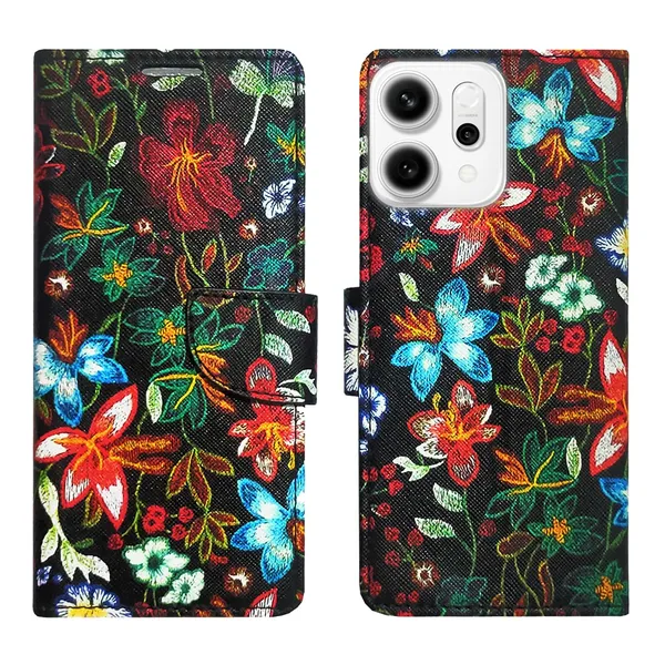Black_Pattern_Flip_Cover_for_Oppo_Reno_14_Pro_5G|_Leather_Finish|Shock_Proof|Magnetic_Clouser_Compatible_with_Oppo_Reno_14_Pro_5G_(Black)