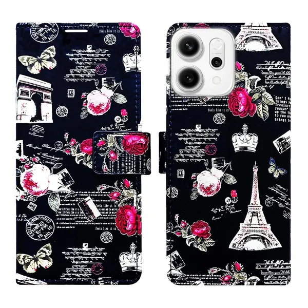 Black_Tower_Flip_Cover_for_Oppo_Reno_14_Pro_5G|_Leather_Finish|Shock_Proof|Magnetic_Clouser_Compatible_with_Oppo_Reno_14_Pro_5G_(Black)