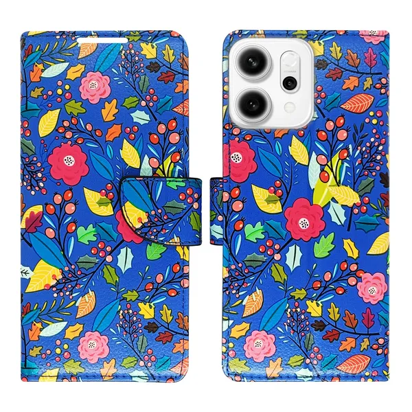 Garden_Blue_Flip_Cover_for_Oppo_Reno_14_Pro_5G|_Leather_Finish|Shock_Proof|Magnetic_Clouser_Compatible_with_Oppo_Reno_14_Pro_5G_(Blue)