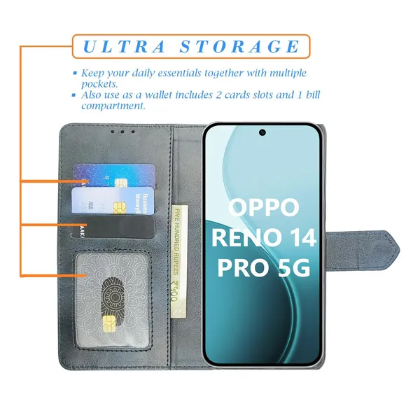Kite_Blue_Flip_Cover_for_Oppo_Reno_14_Pro_5G|_Leather_Finish|Shock_Proof|Magnetic_Clouser_Compatible_with_Oppo_Reno_14_Pro_5G_(Blue)