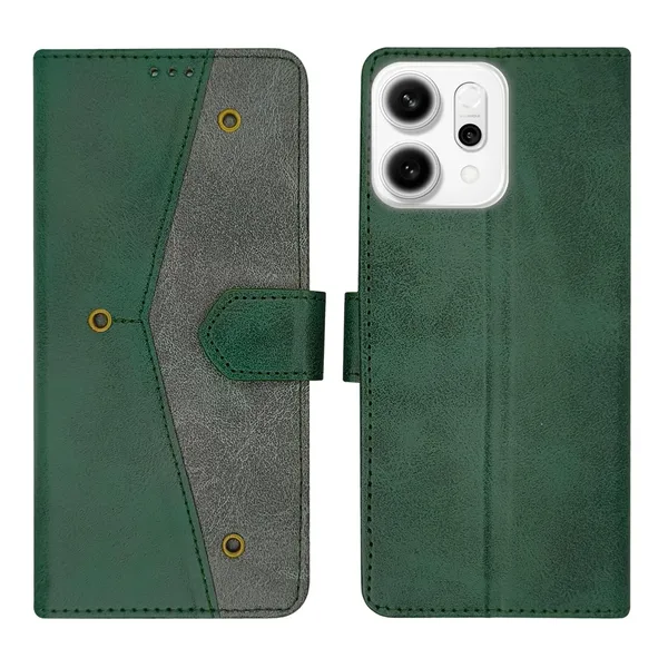 Kite_Green_Flip_Cover_for_Oppo_Reno_14_Pro_5G|_Leather_Finish|Shock_Proof|Magnetic_Clouser_Compatible_with_Oppo_Reno_14_Pro_5G_(Green)