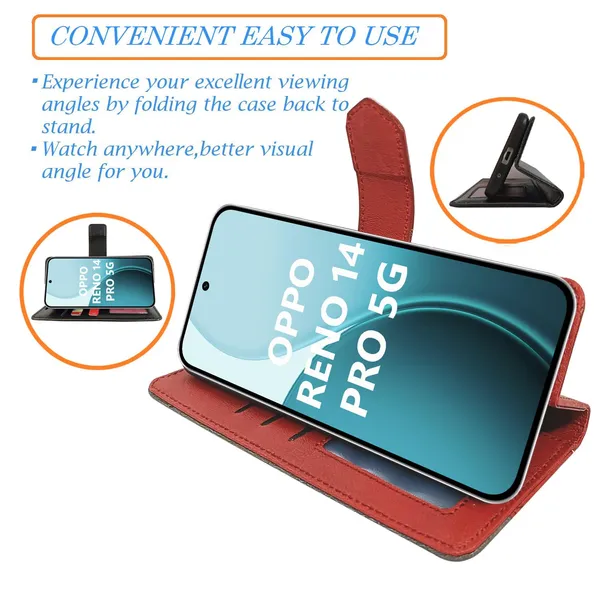 Kite_Red_Flip_Cover_for_Oppo_Reno_14_Pro_5G|_Leather_Finish|Shock_Proof|Magnetic_Clouser_Compatible_with_Oppo_Reno_14_Pro_5G_(Red)