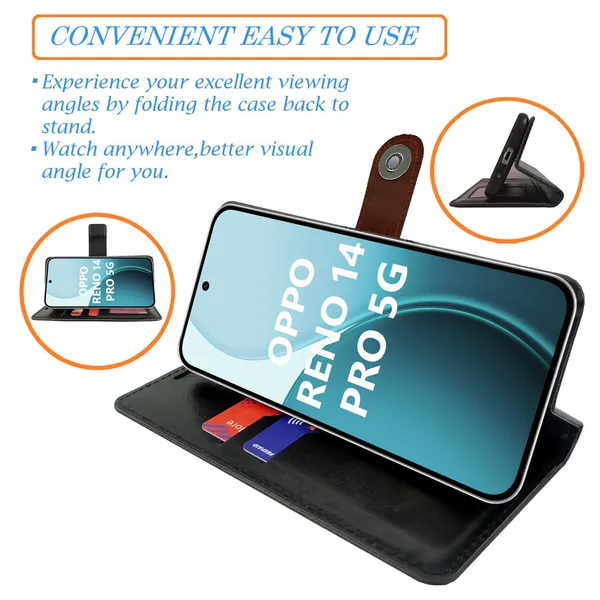 Manjoor_Brown_Flip_Cover_for_Oppo_Reno_14_Pro_5G|_Leather_Finish|Shock_Proof|Magnetic_Clouser_Compatible_with_Oppo_Reno_14_Pro_5G_(Brown)