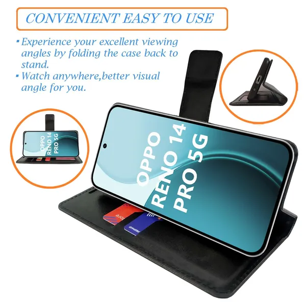 Mat_Green_Flip_Cover_for_Oppo_Reno_14_Pro_5G|_Leather_Finish|Shock_Proof|Magnetic_Clouser_Compatible_with_Oppo_Reno_14_Pro_5G_(Green)