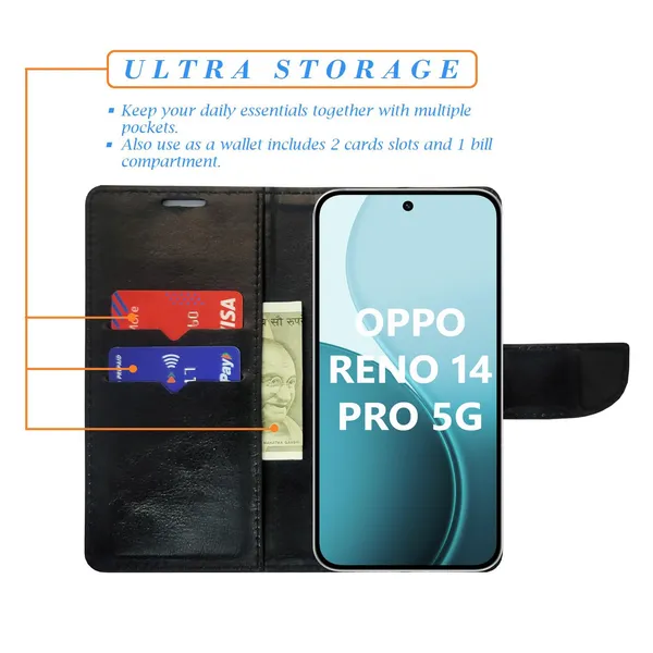 Rose_Blue_Flip_Cover_for_Oppo_Reno_14_Pro_5G|_Leather_Finish|Shock_Proof|Magnetic_Clouser_Compatible_with_Oppo_Reno_14_Pro_5G_(Blue)