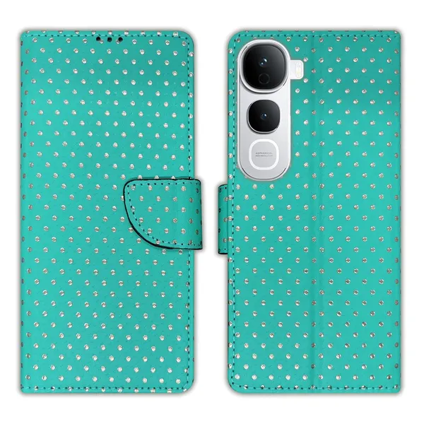 Aqua_Marine_Green_Dot_Flip_Cover_for_Vivo_Y400_Pro_5G|_Leather_Finish|Shock_Proof|Magnetic_Clouser_Compatible_with_Vivo_Y400_Pro_5G_(Green)