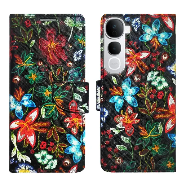 Black_Pattern_Flip_Cover_for_Vivo_Y400_Pro_5G|_Leather_Finish|Shock_Proof|Magnetic_Clouser_Compatible_with_Vivo_Y400_Pro_5G_(Black)