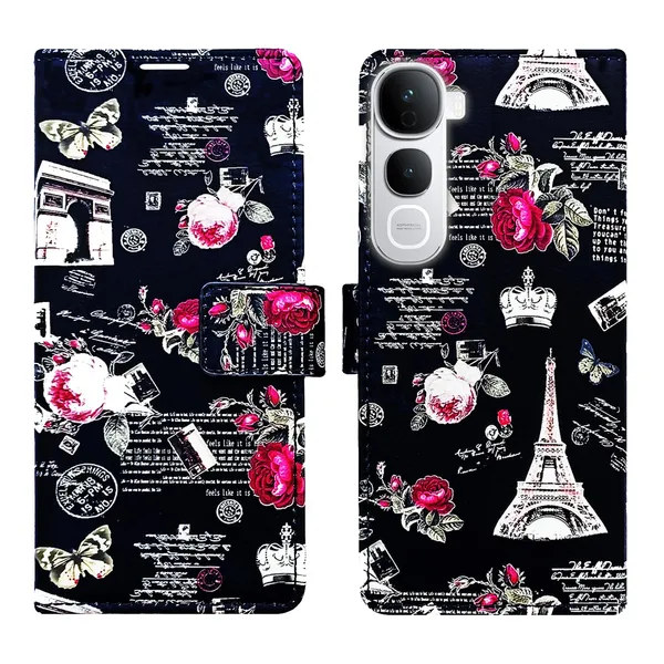 Black_Tower_Flip_Cover_for_Vivo_Y400_Pro_5G|_Leather_Finish|Shock_Proof|Magnetic_Clouser_Compatible_with_Vivo_Y400_Pro_5G_(Black)
