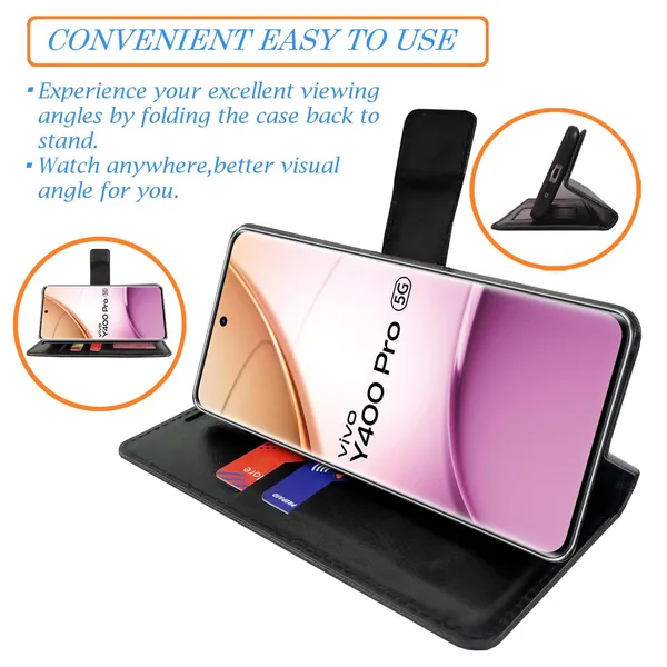 Check_Flip_Cover_for_Vivo_Y400_Pro_5G|_Leather_Finish|Shock_Proof|Magnetic_Clouser_Compatible_with_Vivo_Y400_Pro_5G_(Multicolor)
