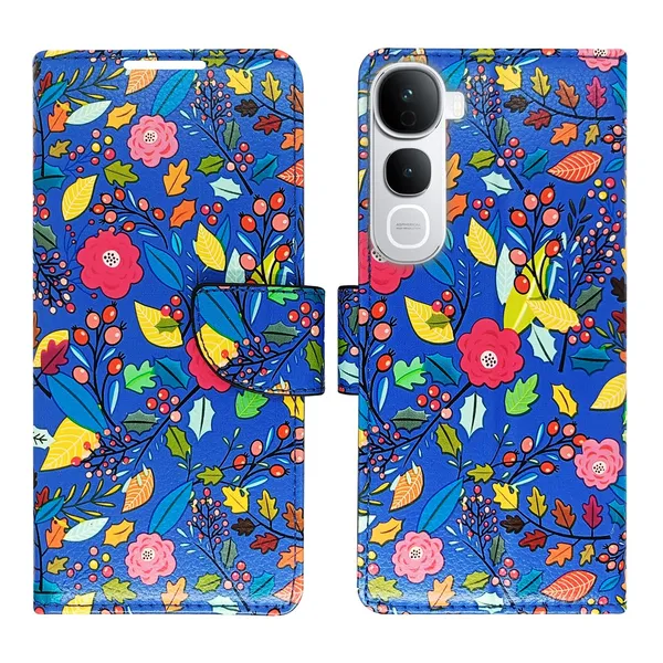 Garden_Blue_Flip_Cover_for_Vivo_Y400_Pro_5G|_Leather_Finish|Shock_Proof|Magnetic_Clouser_Compatible_with_Vivo_Y400_Pro_5G_(Blue)