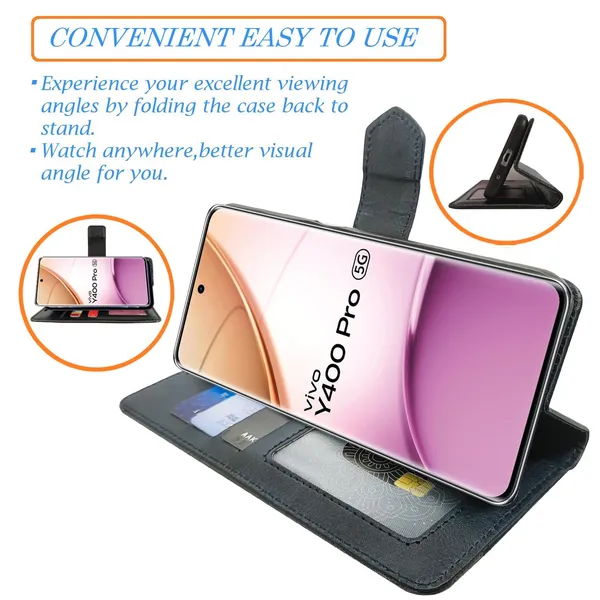 Kite_Blue_Flip_Cover_for_Vivo_Y400_Pro_5G|_Leather_Finish|Shock_Proof|Magnetic_Clouser_Compatible_with_Vivo_Y400_Pro_5G_(Blue)