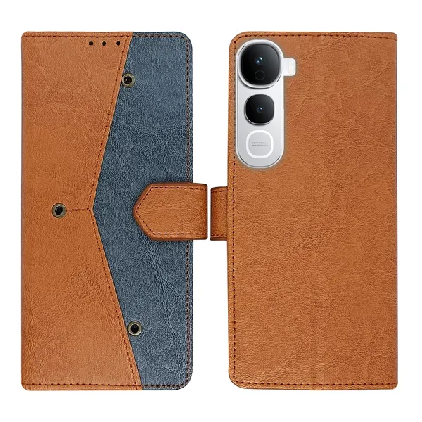 Kite_Brown_Flip_Cover_for_Vivo_Y400_Pro_5G|_Leather_Finish|Shock_Proof|Magnetic_Clouser_Compatible_with_Vivo_Y400_Pro_5G_(Brown)