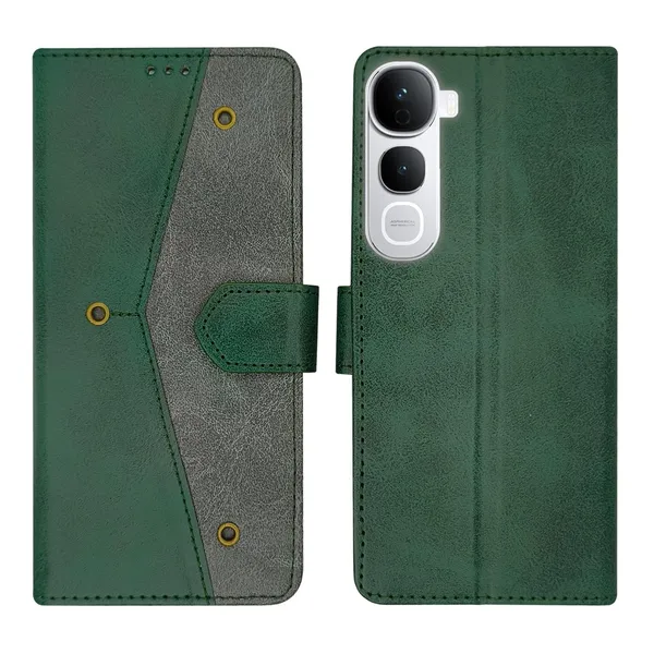 Kite_Green_Flip_Cover_for_Vivo_Y400_Pro_5G|_Leather_Finish|Shock_Proof|Magnetic_Clouser_Compatible_with_Vivo_Y400_Pro_5G_(Green)