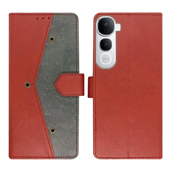 Kite_Red_Flip_Cover_for_Vivo_Y400_Pro_5G|_Leather_Finish|Shock_Proof|Magnetic_Clouser_Compatible_with_Vivo_Y400_Pro_5G_(Red)
