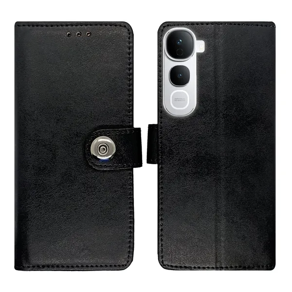 Manjoor_Black_Flip_Cover_for_Vivo_Y400_Pro_5G|_Leather_Finish|Shock_Proof|Magnetic_Clouser_Compatible_with_Vivo_Y400_Pro_5G_(Black)