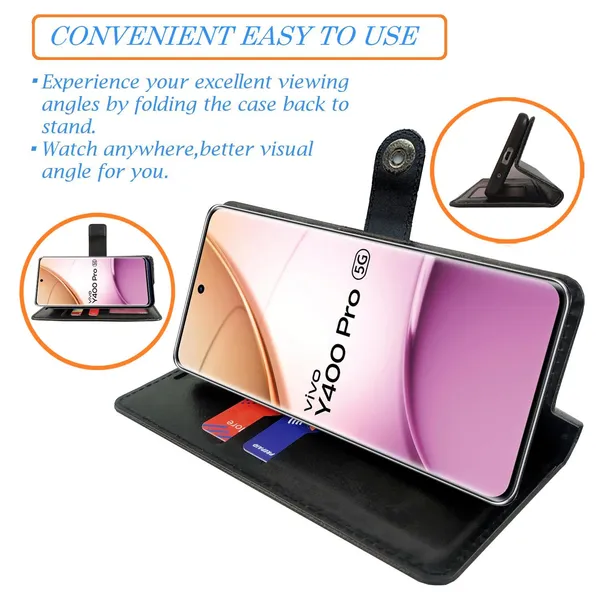 Manjoor_Black_Flip_Cover_for_Vivo_Y400_Pro_5G|_Leather_Finish|Shock_Proof|Magnetic_Clouser_Compatible_with_Vivo_Y400_Pro_5G_(Black)