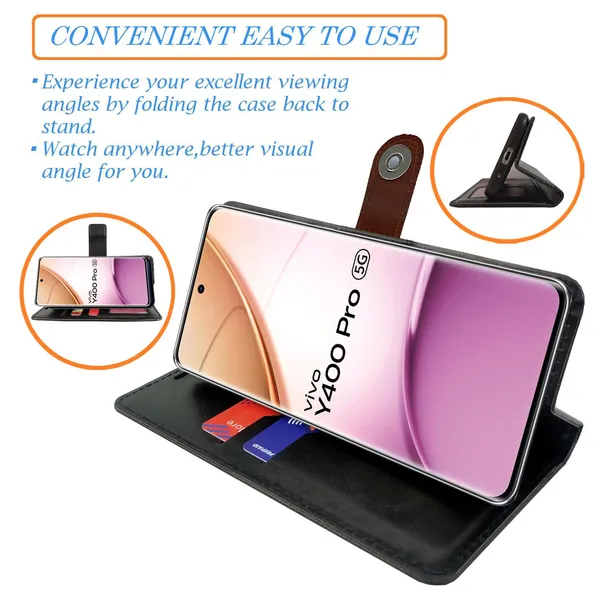 Manjoor_Brown_Flip_Cover_for_Vivo_Y400_Pro_5G|_Leather_Finish|Shock_Proof|Magnetic_Clouser_Compatible_with_Vivo_Y400_Pro_5G_(Brown)
