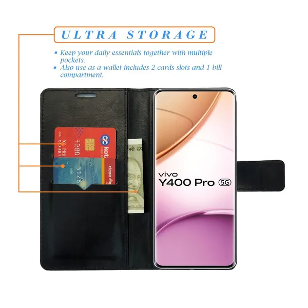 Mat_Pink_Flip_Cover_for_Vivo_Y400_Pro_5G|_Leather_Finish|Shock_Proof|Magnetic_Clouser_Compatible_with_Vivo_Y400_Pro_5G_(Pink)