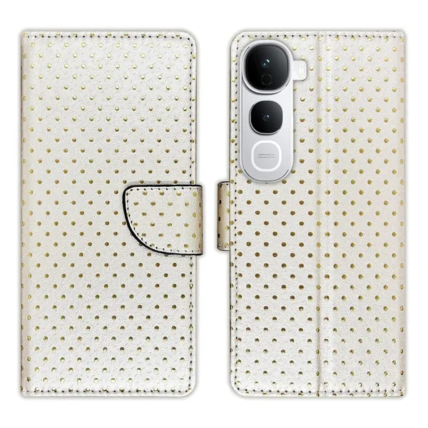 Silver_Dot_Flip_Cover_for_Vivo_Y400_Pro_5G|_Leather_Finish|Shock_Proof|Magnetic_Clouser_Compatible_with_Vivo_Y400_Pro_5G_(White)