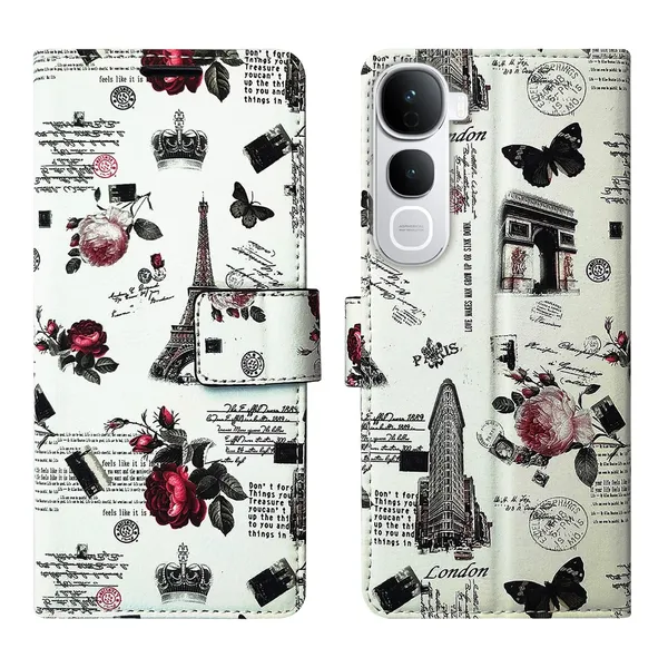 White_Tower_Flip_Cover_for_Vivo_Y400_Pro_5G|_Leather_Finish|Shock_Proof|Magnetic_Clouser_Compatible_with_Vivo_Y400_Pro_5G_(White)